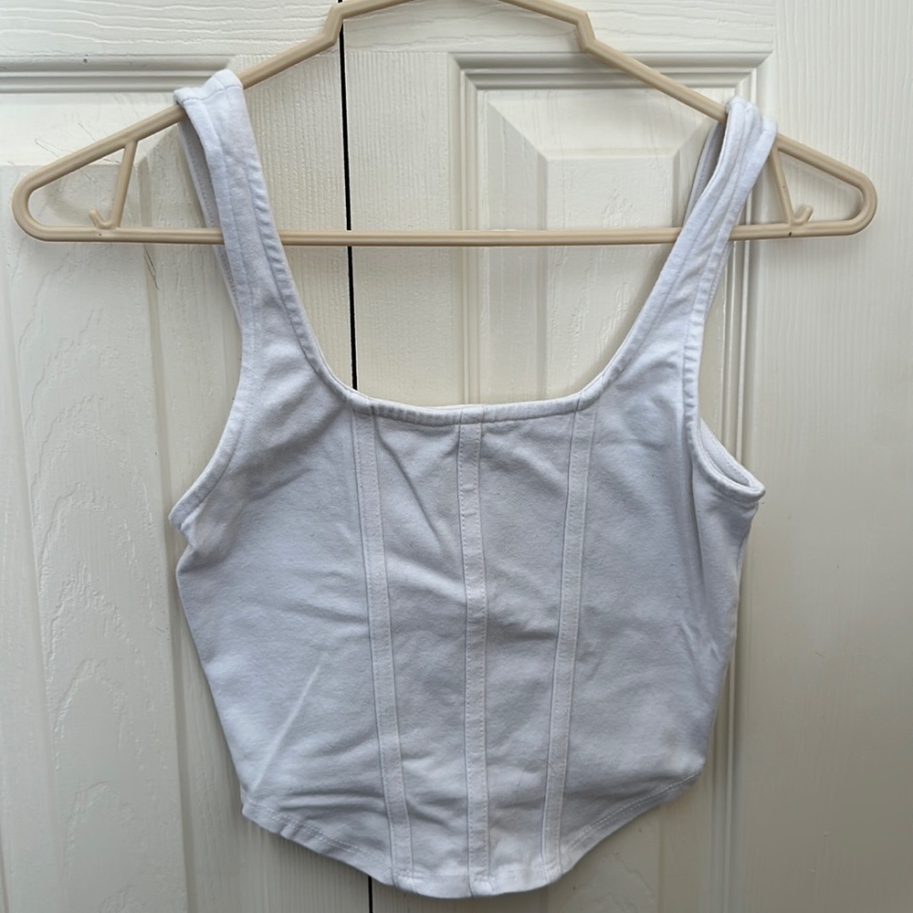 RSQ White Corset Cropped Tank